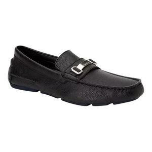 Calvin Klein Mens Mikos Black Tumbled Leather Minimalist Driving Loafer Size 8.5